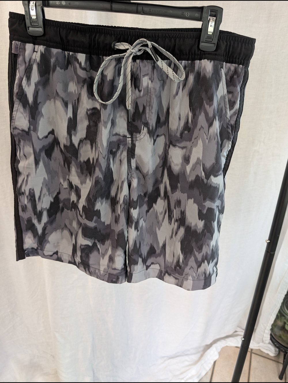 Eddie Bauer Black & Gray Abstract Swim Shorts